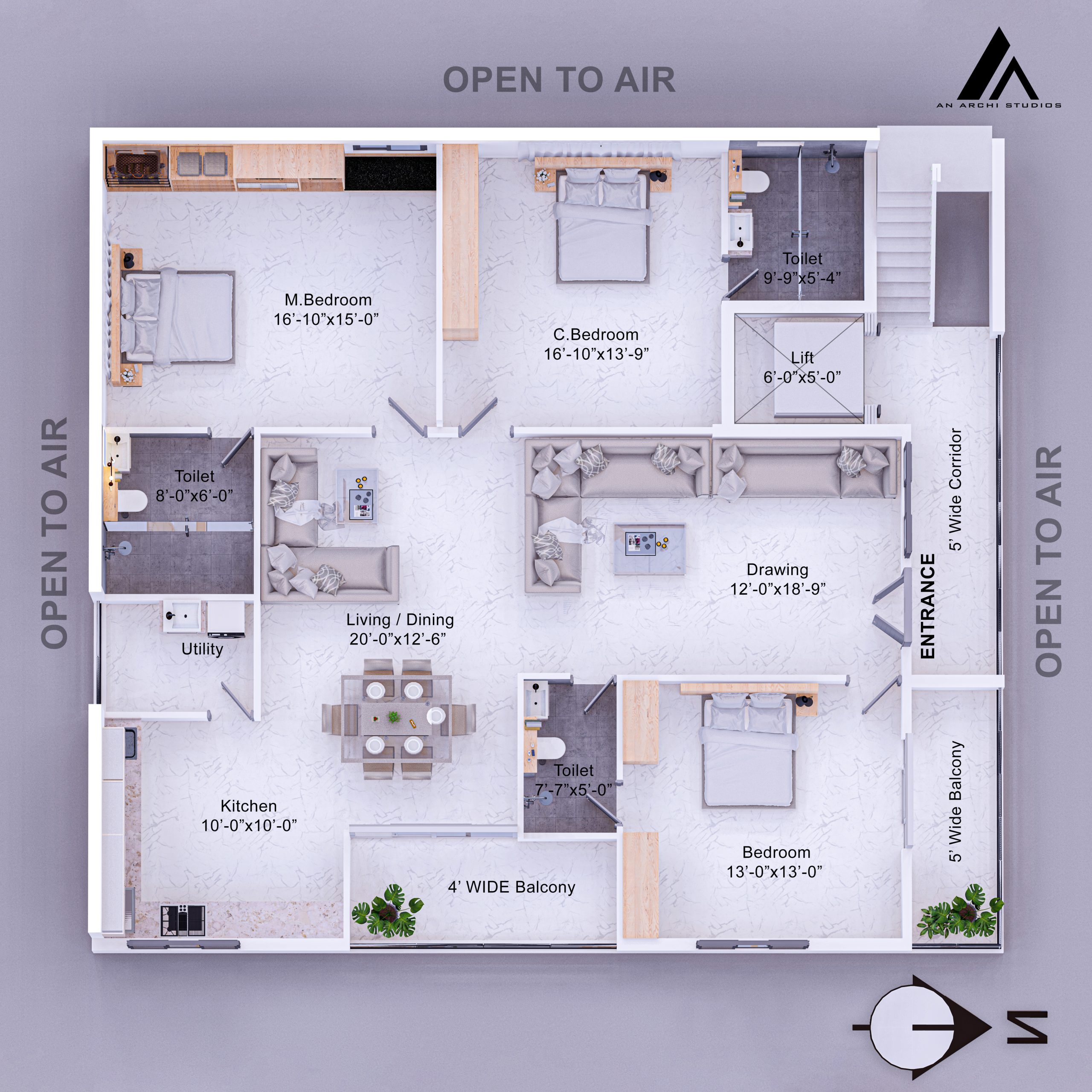 Reading floor plan with dimensions: a perspective to get a ‘feel of space’ while buying your 3 BHK flat in Hyderabad! 3 5 1 scaled