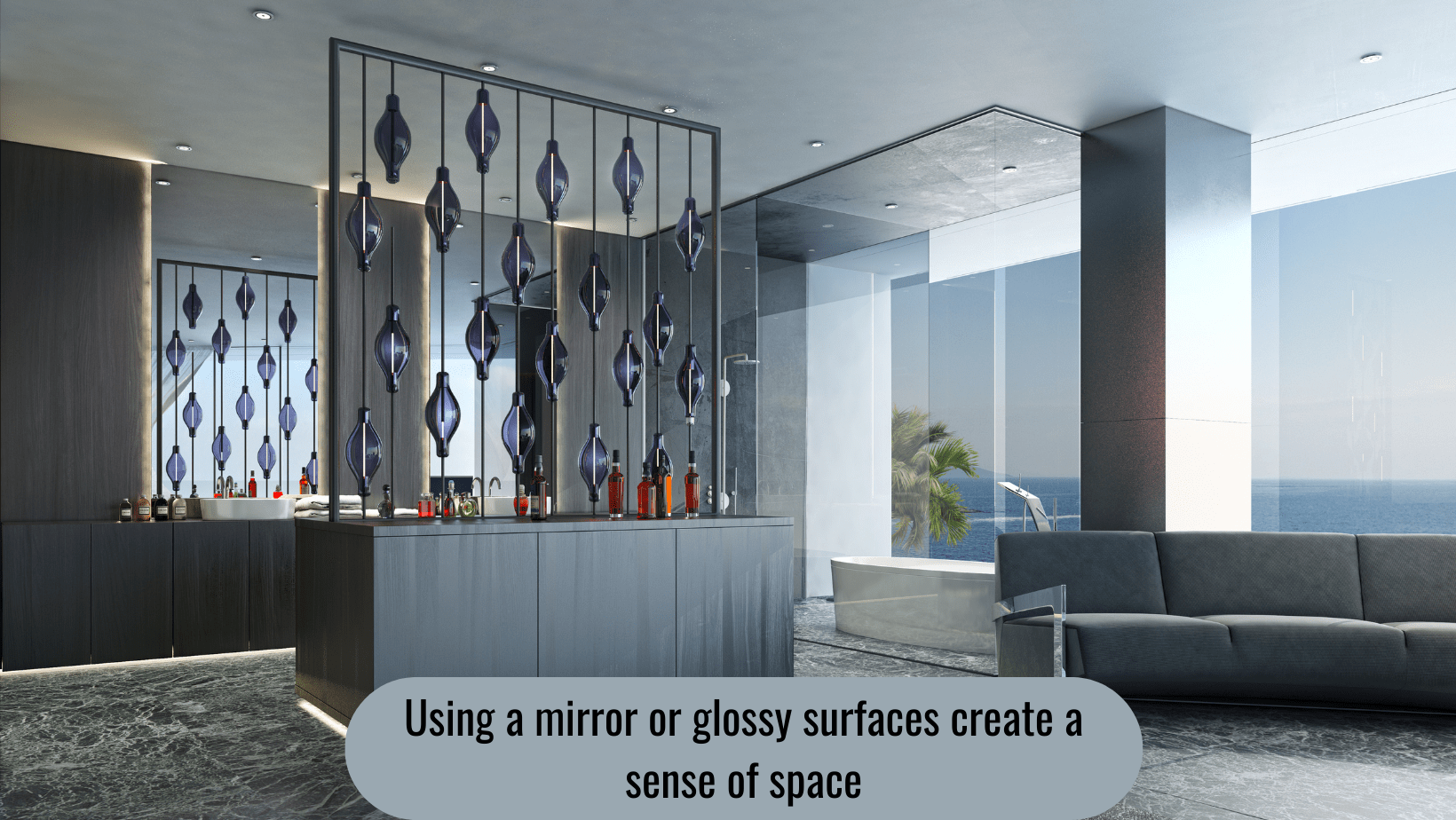 Space-saving, stylish and efficient ‘interior design ideas’ for home buyers of 2bhk and 3bhk apartments in India- Part I 9 Use Mirrors and Reflective (Glossy) surfaces to create a feeling of ‘openness and spaciousness’