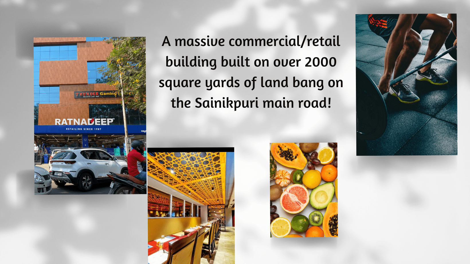 ‘Sainikpuri Main Road’ rapidly transforming into an attractive locality for home buyers in Hyderabad! 3 A massive commercial/retail building built on over 2000 square yards of land bang on the Sainikpuri main road!