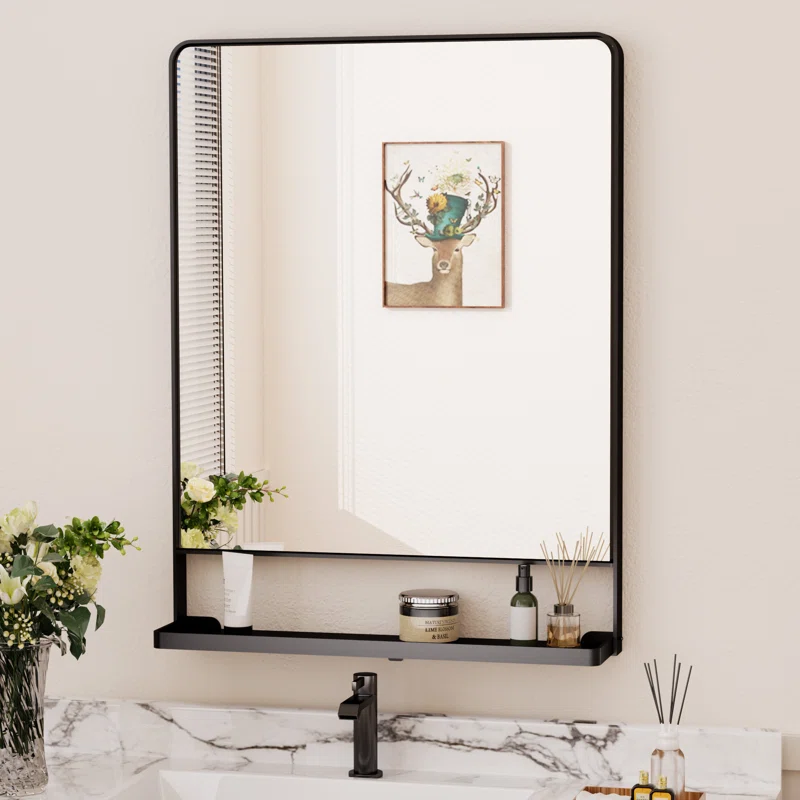 Stylish & Practical Bathroom Ideas for India – Part 2 41 Ebern Designs Tillymae Bathroom Vanity Mirror Metal Rectangle Wall Mirror Accent Mirror with Shelves