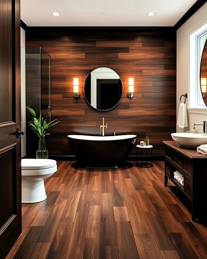 Stylish & Practical Bathroom Ideas for Indian Homes – Pt 1 13 dark-wood-floor-in-the-bathroom