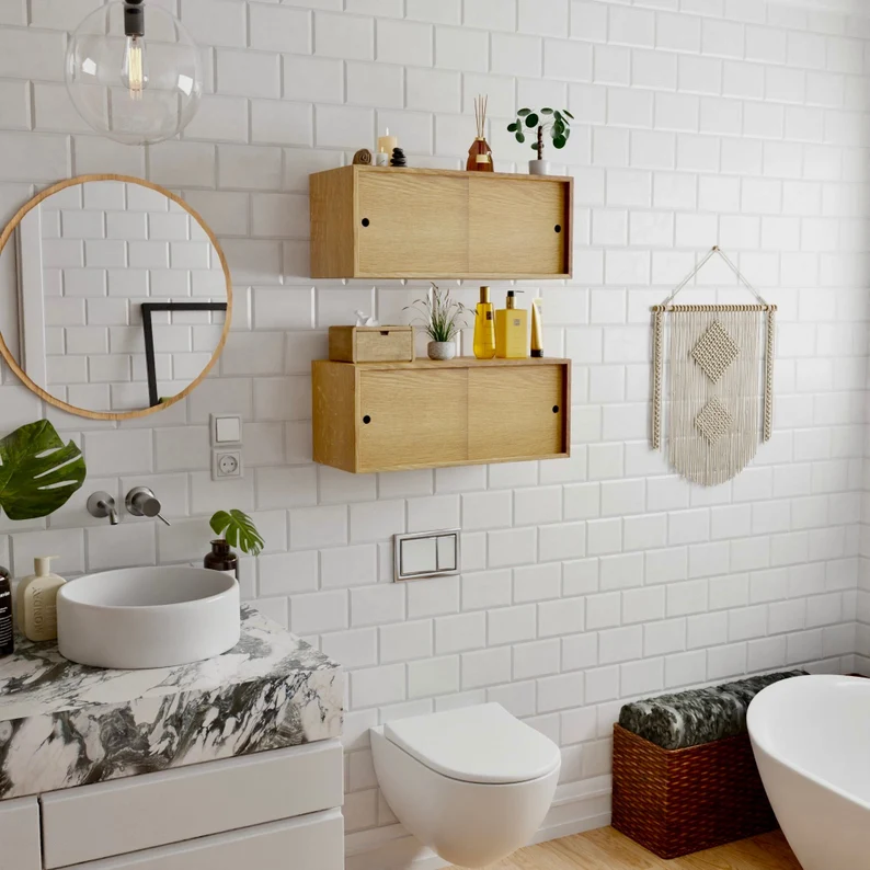 Stylish & Practical Bathroom Ideas for India – Part 2 19 White Oak Floating Bathroom