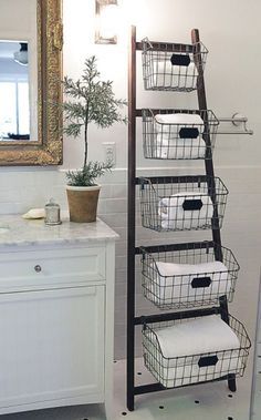 Bathroom Storage Ideas for Indian Upper-Middle Homes 34 DYI Bathroom storage ladder