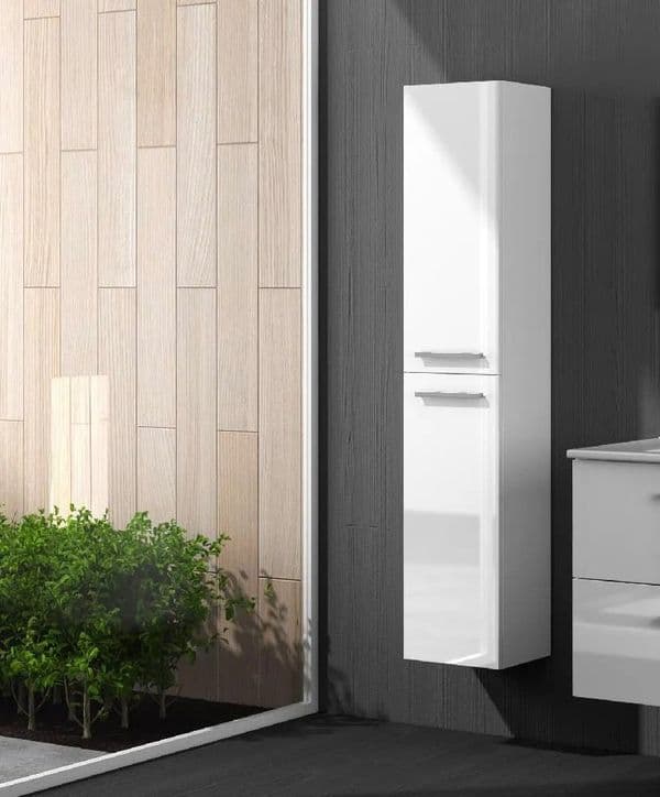 Bathroom Storage Ideas for Indian Upper-Middle Homes 8 Koncept White Gloss 2 Door Wall Hung Floating Bathroom Storage Cupboard