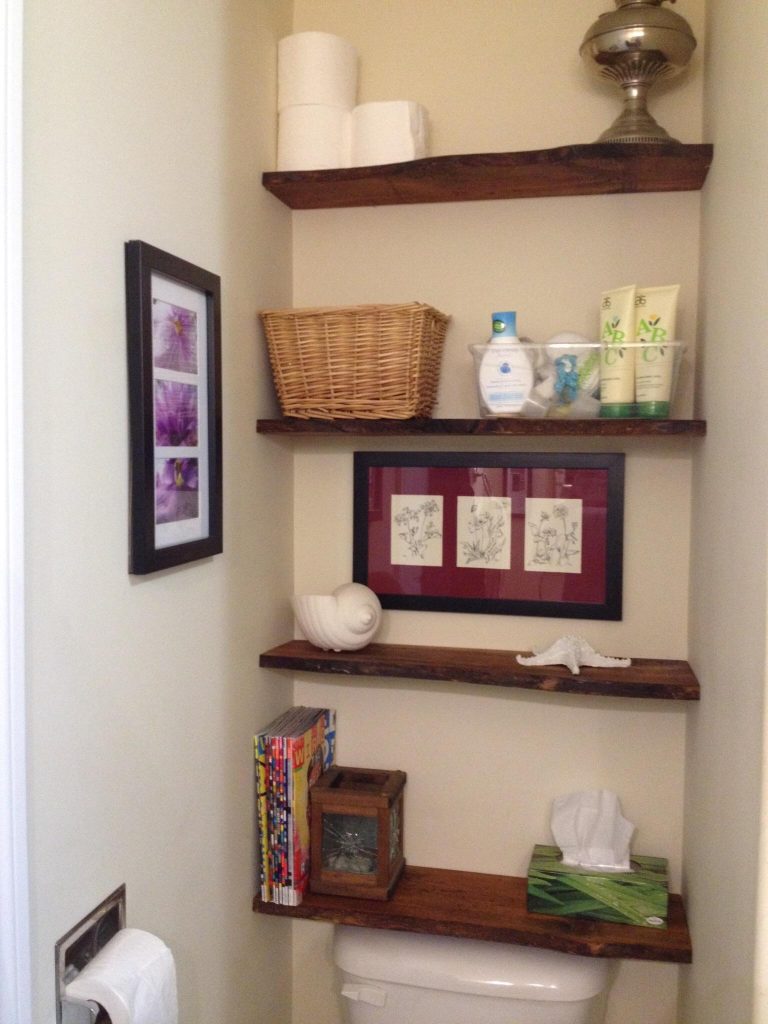 Bathroom Storage Ideas for Indian Upper-Middle Homes 30 simple_live_edge_shelves_for_bathroom_storage